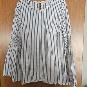 MICHAEL Michael Kors Navy and White Pinstripe Blouse
